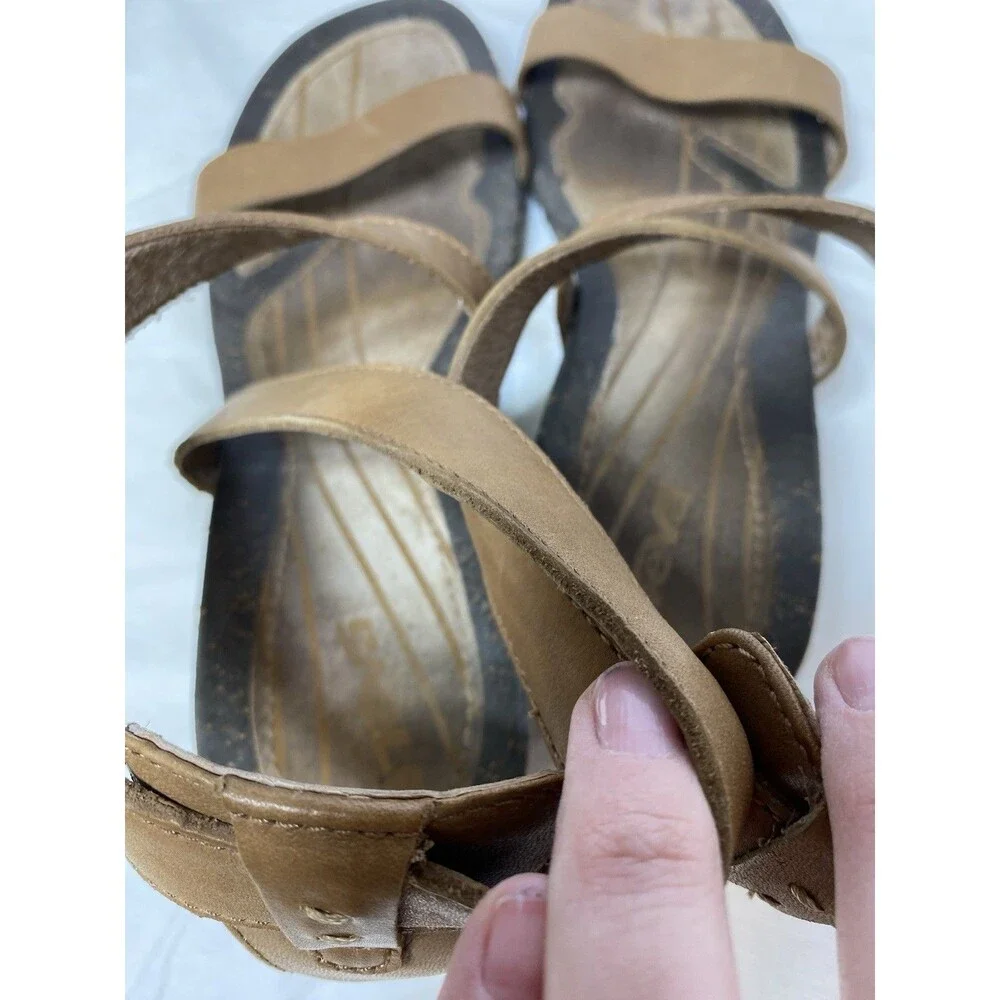 Teva Womens Cabrillo Brown Leather Strap S/N 1007732 Wedge Sandals Size 10